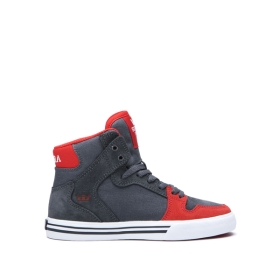 Supra VAIDER Høye Sneakers Barn Grå/Rød/Hvite | NO-39403